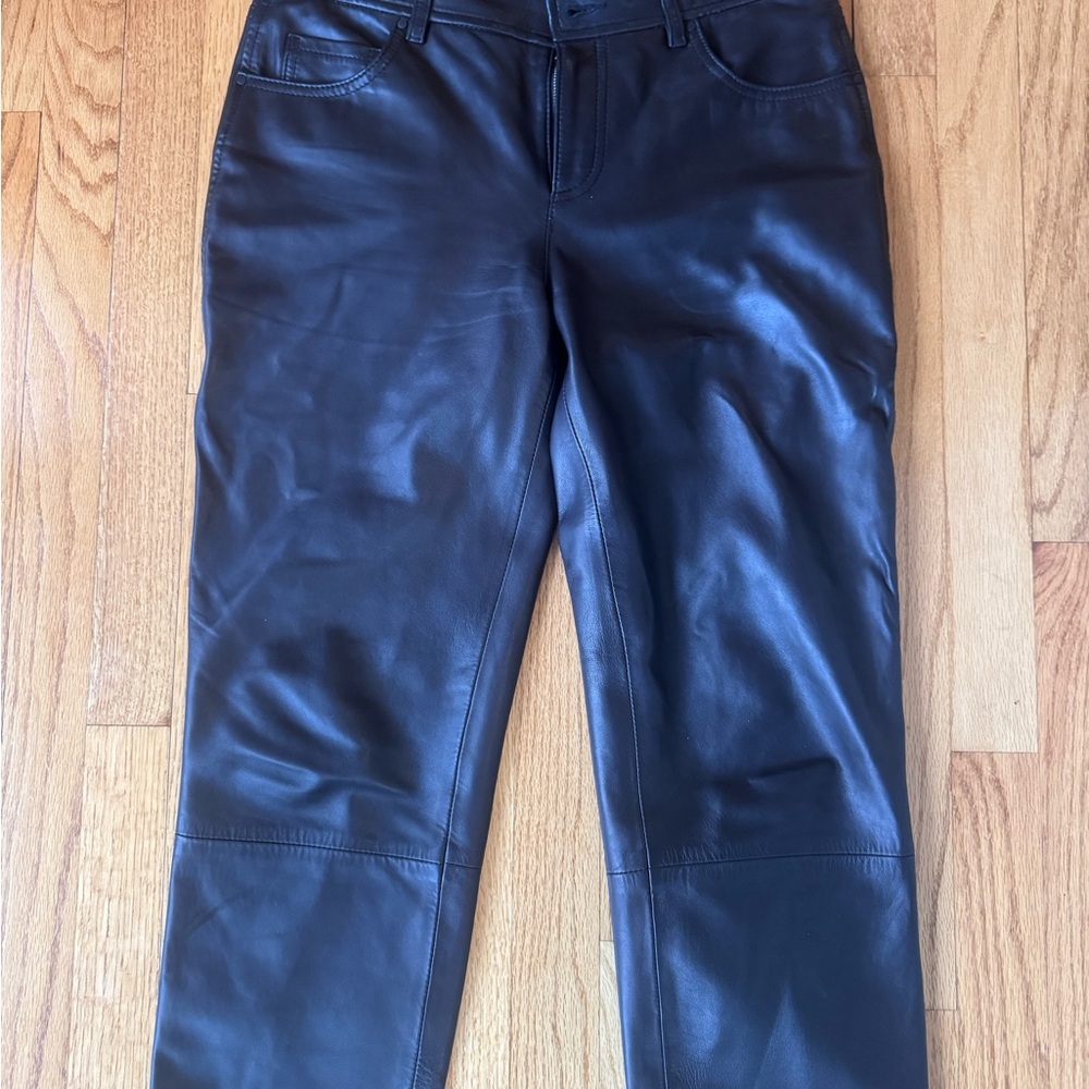 Club Monaco Black Leather Trousers